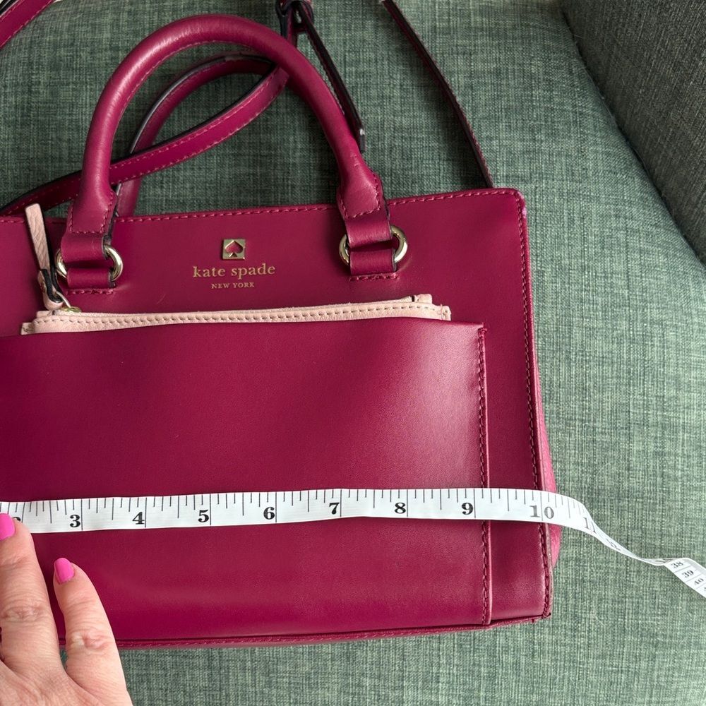 Kate Spade leather handle bag Fuchsia Pink Satchel crossbody purse EUC feminine - Picture 3 of 16